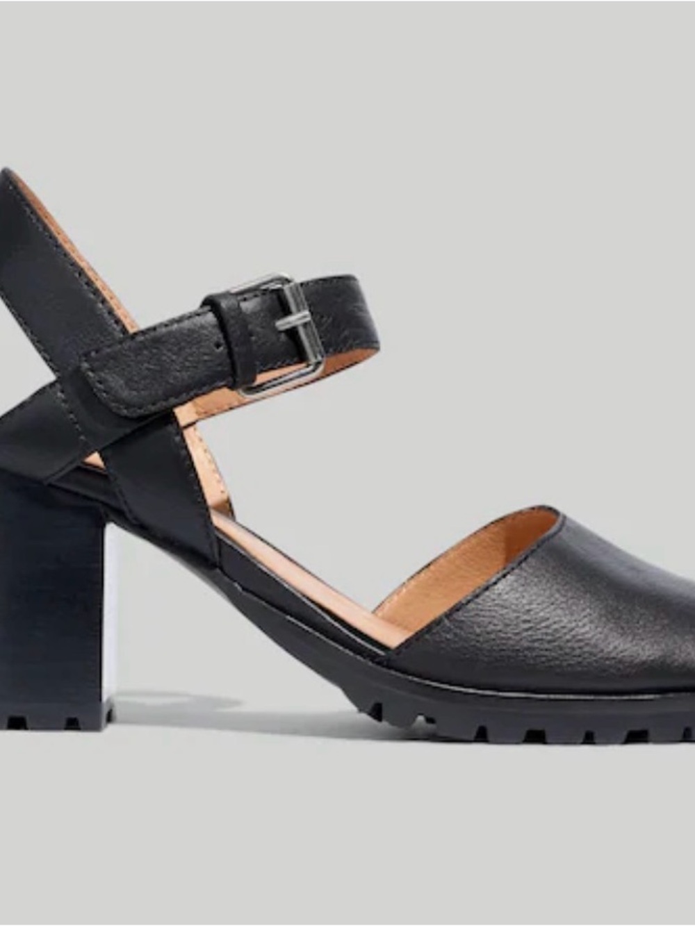 Madewell Black The Claudie Leather Block Heel Mary Jane Ankle Strap 10 - Picture 2 of 9